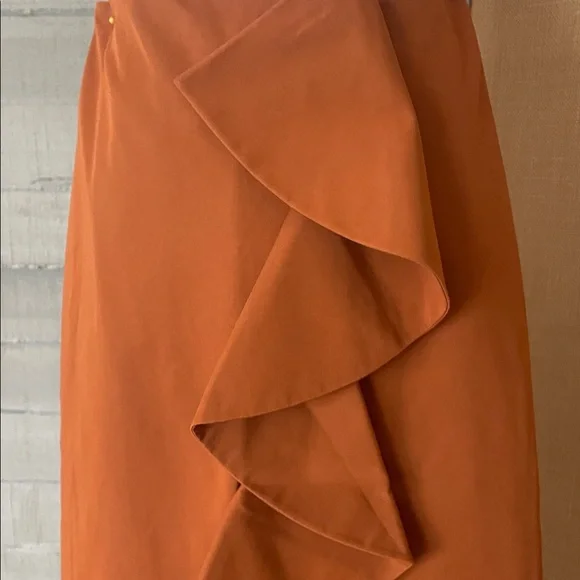 Rust Ruffled Midi Skirt - Picture 2 of 4